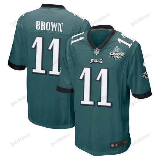 A.J. Brown 11 Philadelphia Eagles Super Bowl LVII Champions 2 Stars Men Game Jersey - Midnight Green